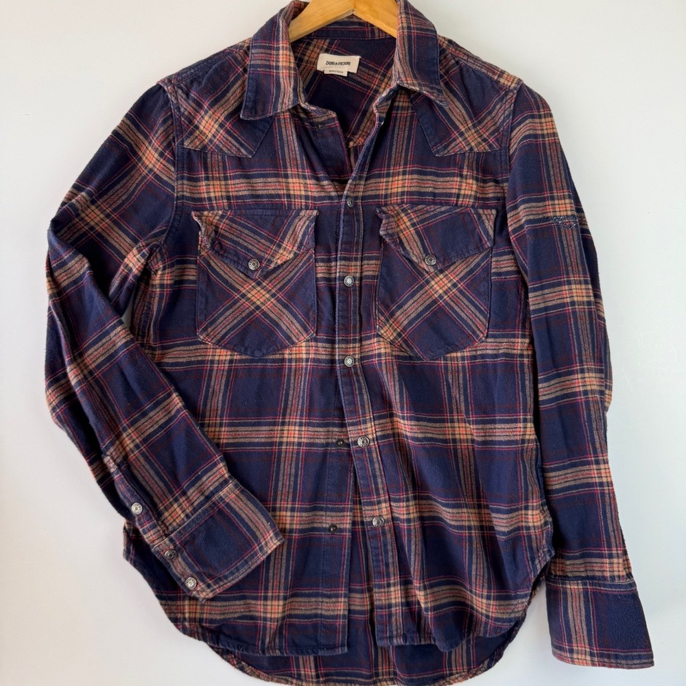 Zadig & Voltaire Thelma‎ Plaid Flannel Western Shirt Cotton Blend Size S
